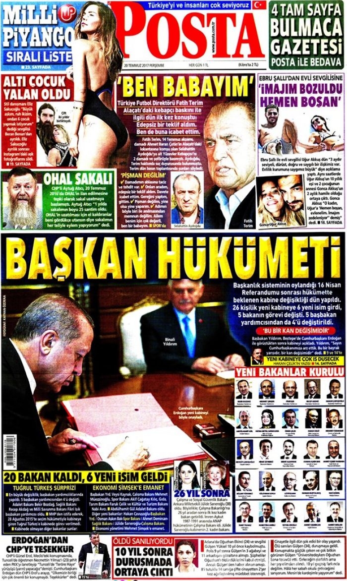 Günün gazete manşetleri 20 Temmuz 2017