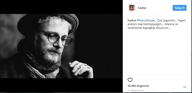 Ünlülerden Harun Kolçak'a veda mesajları