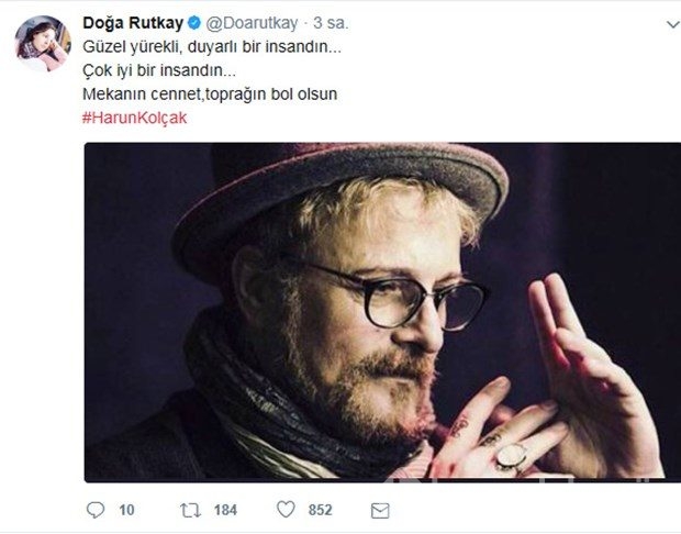 Ünlülerden Harun Kolçak'a veda mesajları