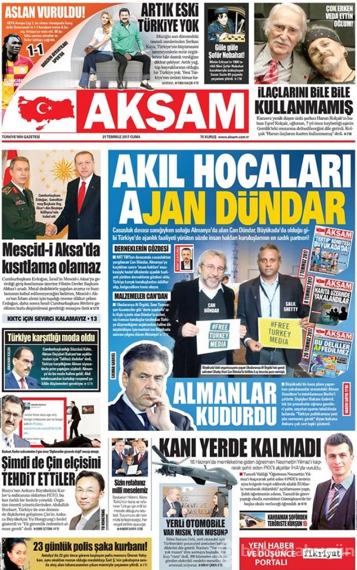 Günün gazete manşetleri - 21 Temmuz 2017