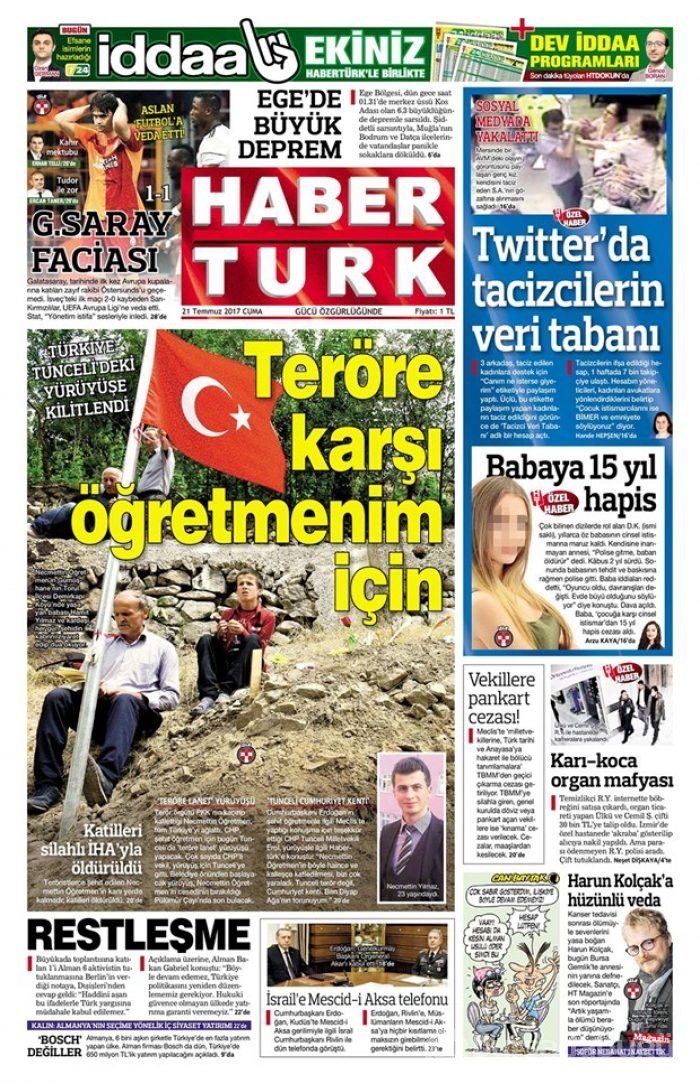 Günün gazete manşetleri - 21 Temmuz 2017