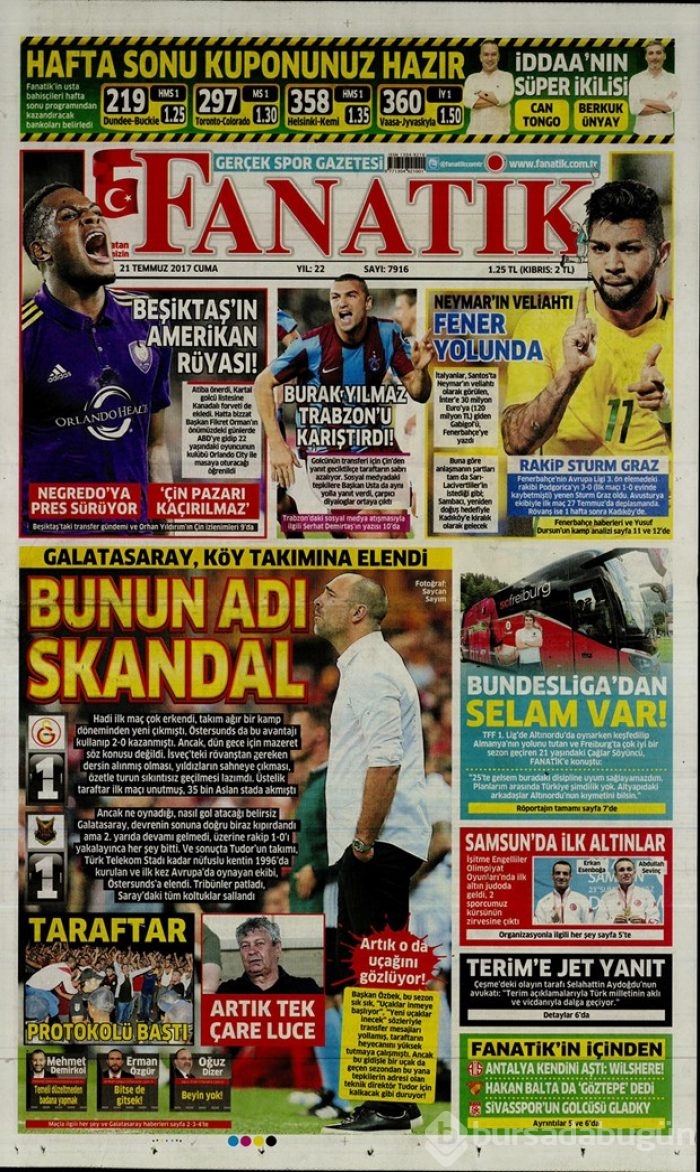 Günün gazete manşetleri - 21 Temmuz 2017