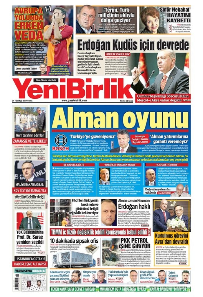 Günün gazete manşetleri - 21 Temmuz 2017