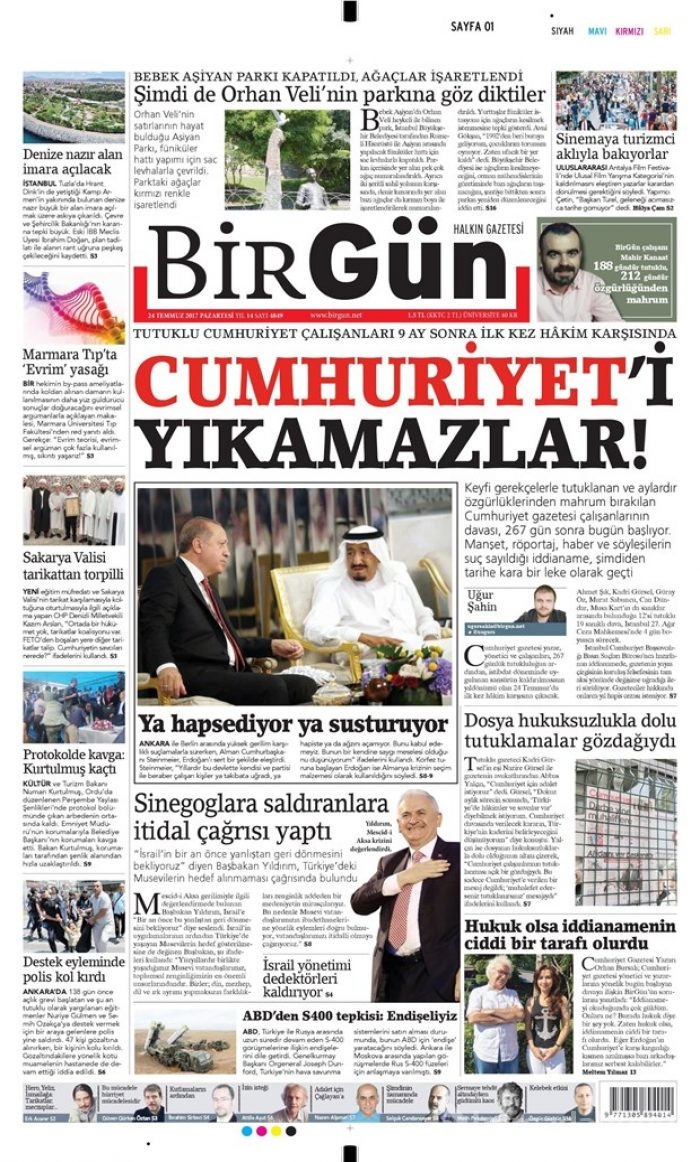 Günün gazete manşetleri 24 Temmuz 2017