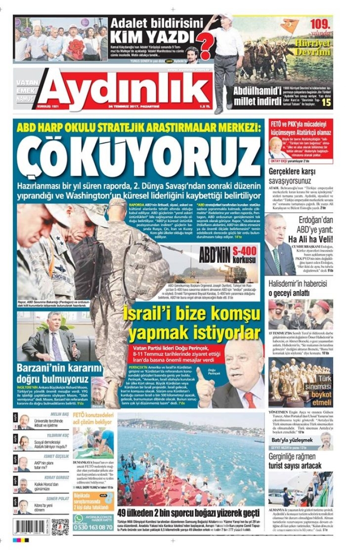 Günün gazete manşetleri 24 Temmuz 2017