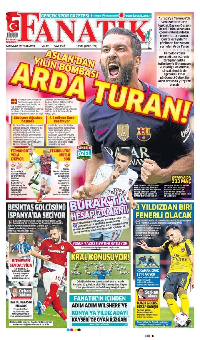 Günün gazete manşetleri 24 Temmuz 2017