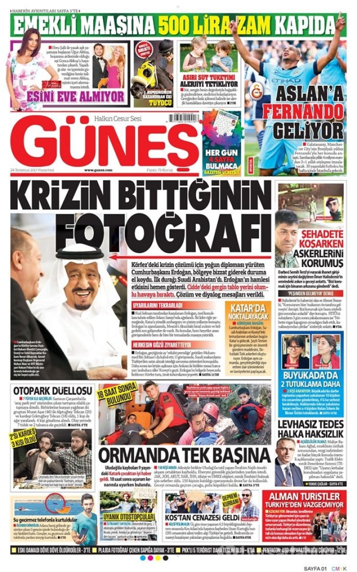 Günün gazete manşetleri 24 Temmuz 2017