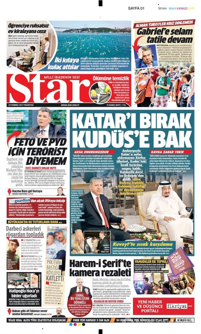 Günün gazete manşetleri 24 Temmuz 2017