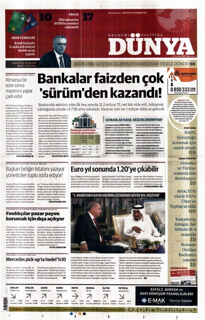 Günün gazete manşetleri 24 Temmuz 2017