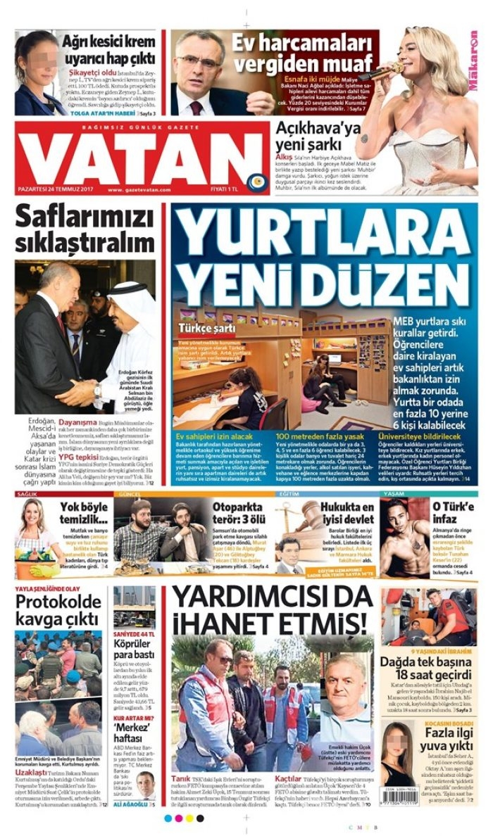 Günün gazete manşetleri 24 Temmuz 2017