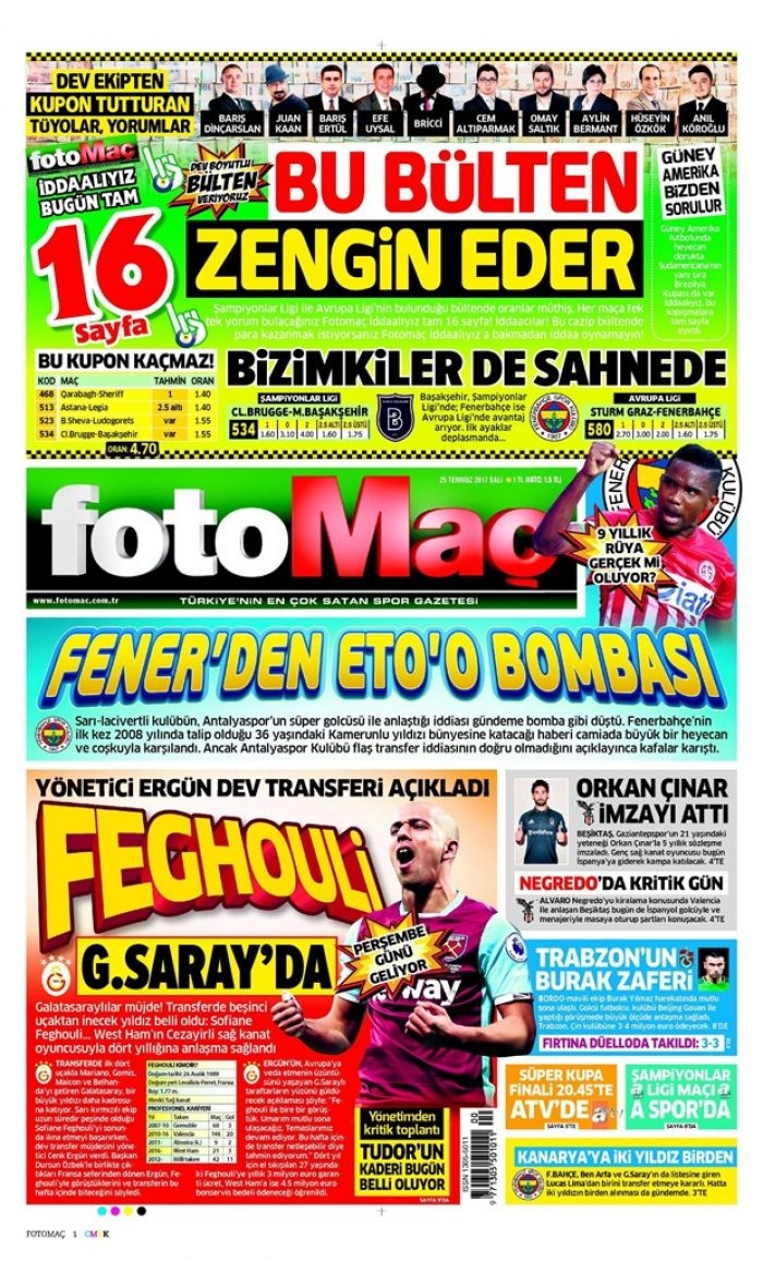 Günün gazete manşetleri 25 Temmuz 2017
