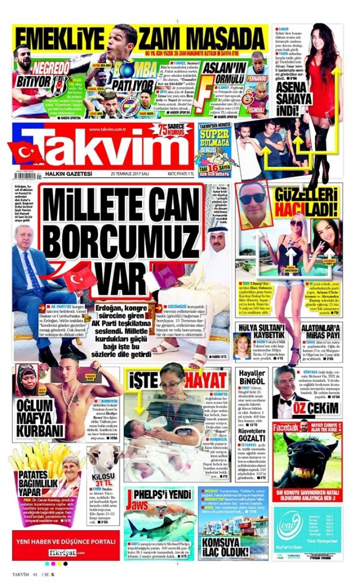 Günün gazete manşetleri 25 Temmuz 2017