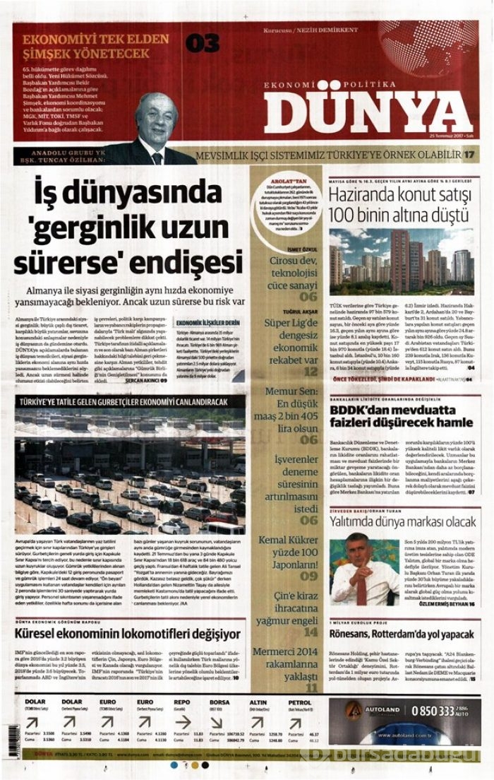 Günün gazete manşetleri 25 Temmuz 2017