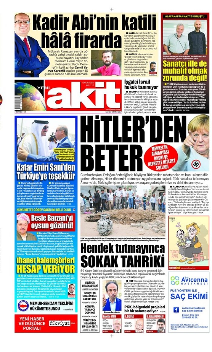 Günün gazete manşetleri 25 Temmuz 2017