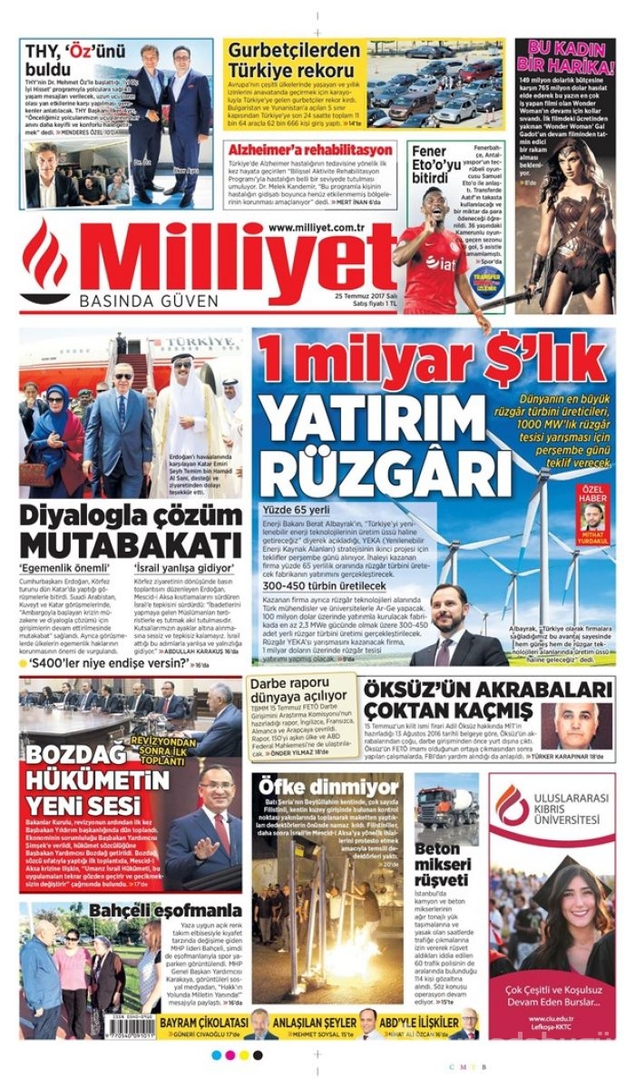 Günün gazete manşetleri 25 Temmuz 2017