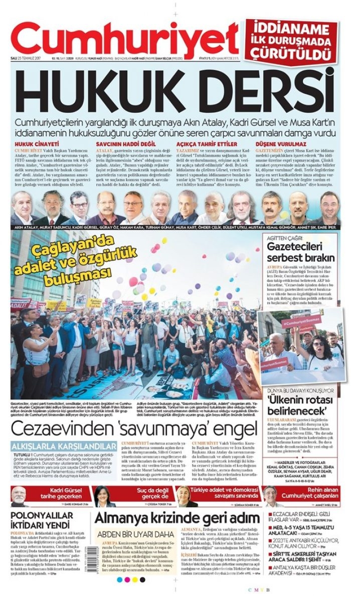 Günün gazete manşetleri 25 Temmuz 2017