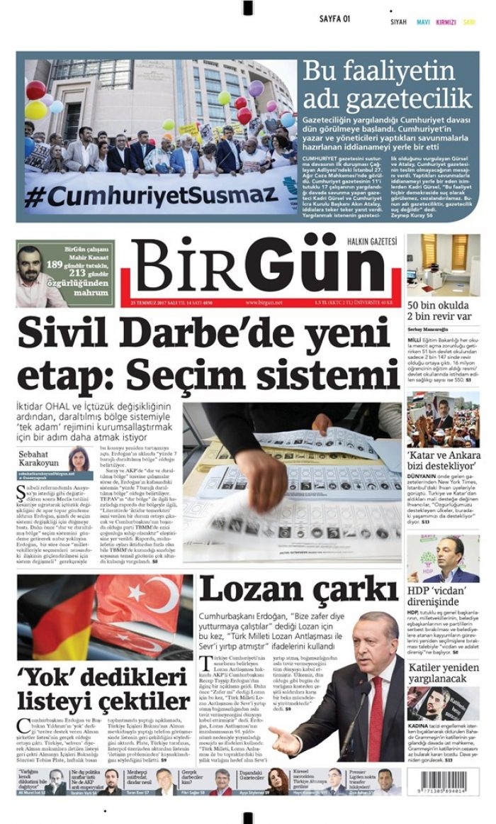 Günün gazete manşetleri 25 Temmuz 2017