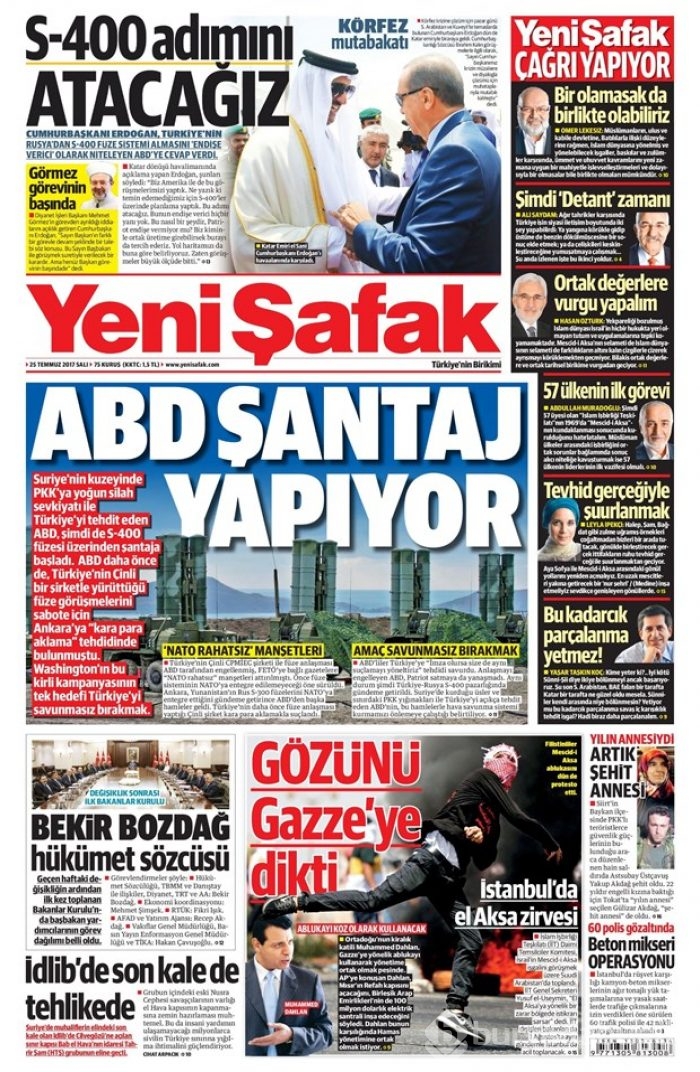 Günün gazete manşetleri 25 Temmuz 2017