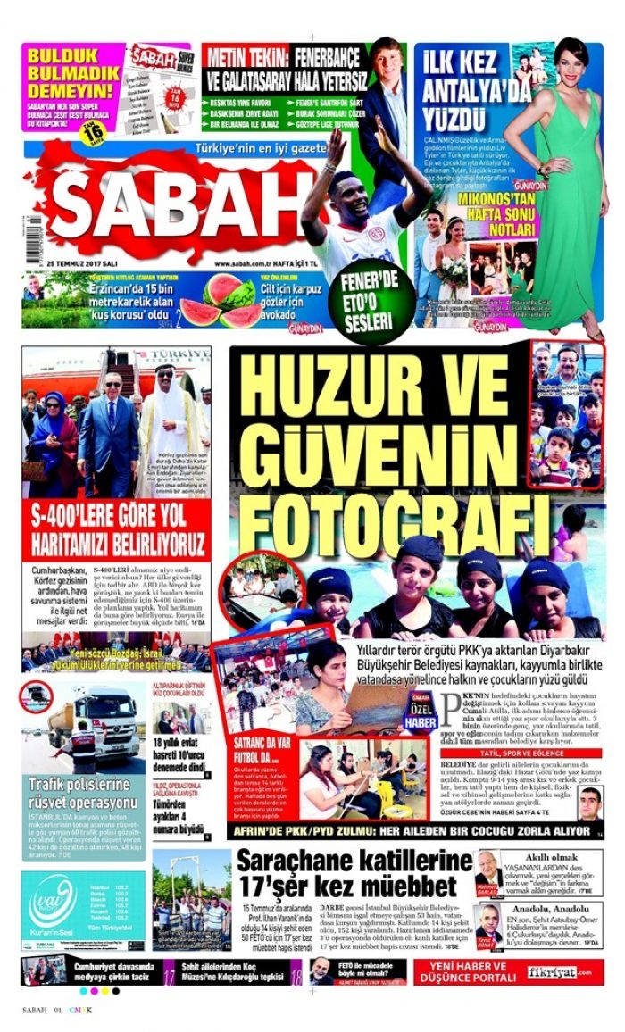 Günün gazete manşetleri 25 Temmuz 2017