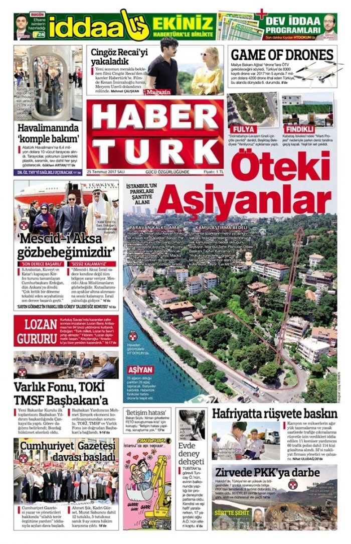 Günün gazete manşetleri 25 Temmuz 2017
