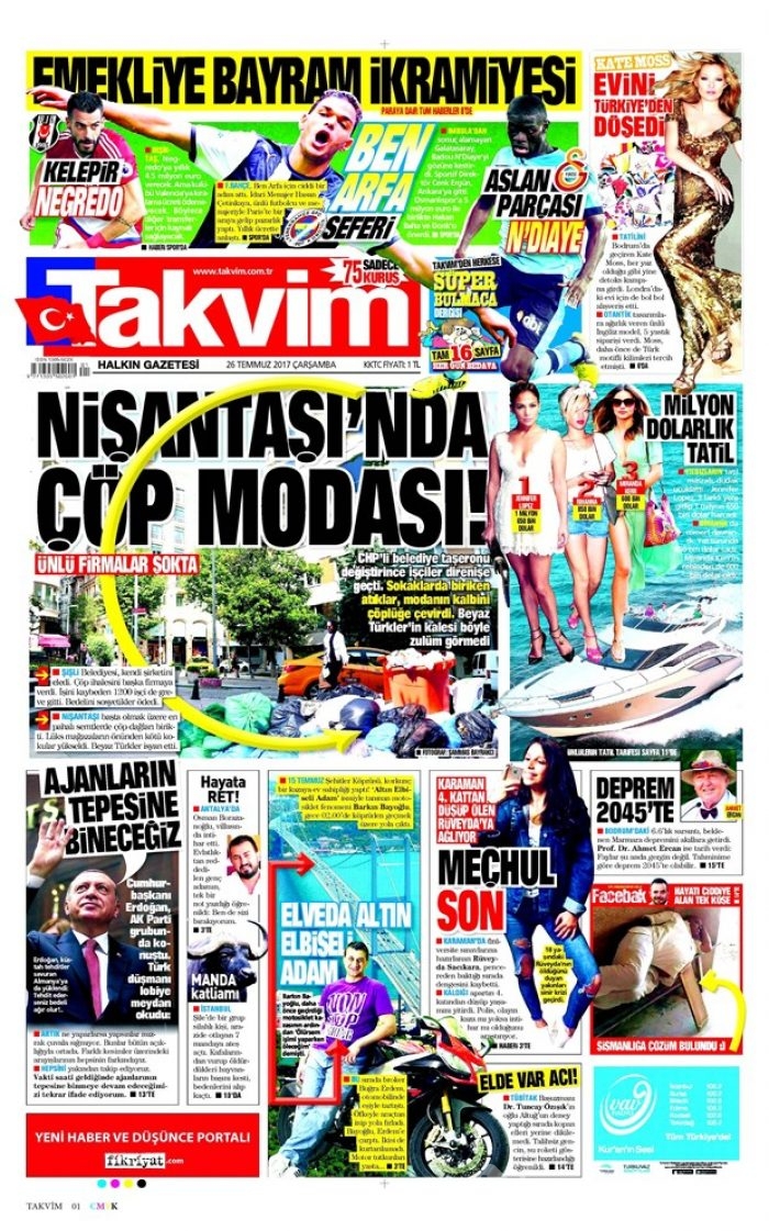 Günün gazete manşetleri - 26.07.2017