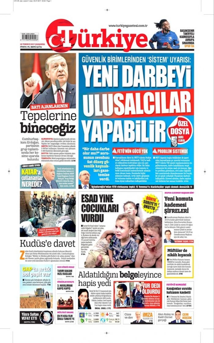 Günün gazete manşetleri - 26.07.2017