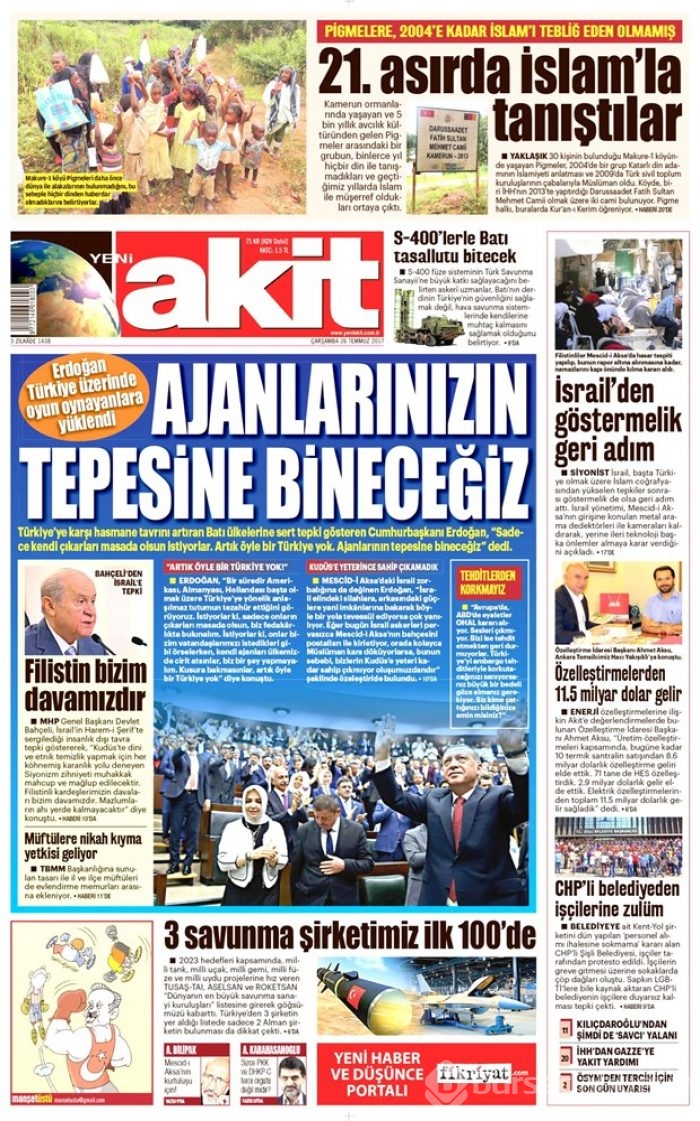 Günün gazete manşetleri - 26.07.2017