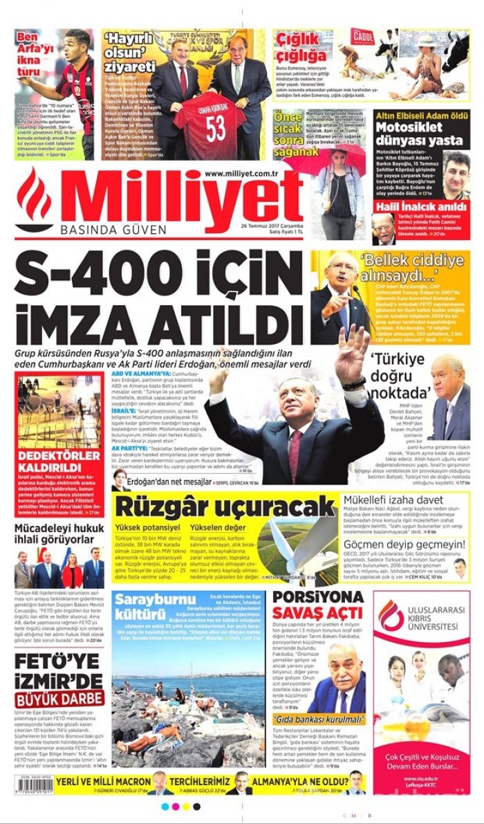 Günün gazete manşetleri - 26.07.2017