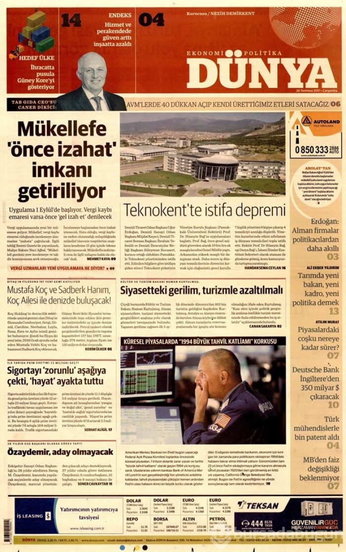 Günün gazete manşetleri - 26.07.2017