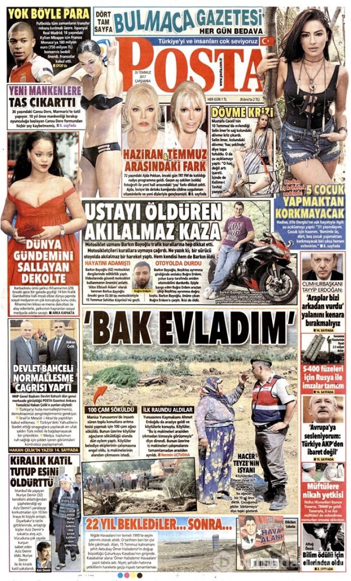 Günün gazete manşetleri - 26.07.2017