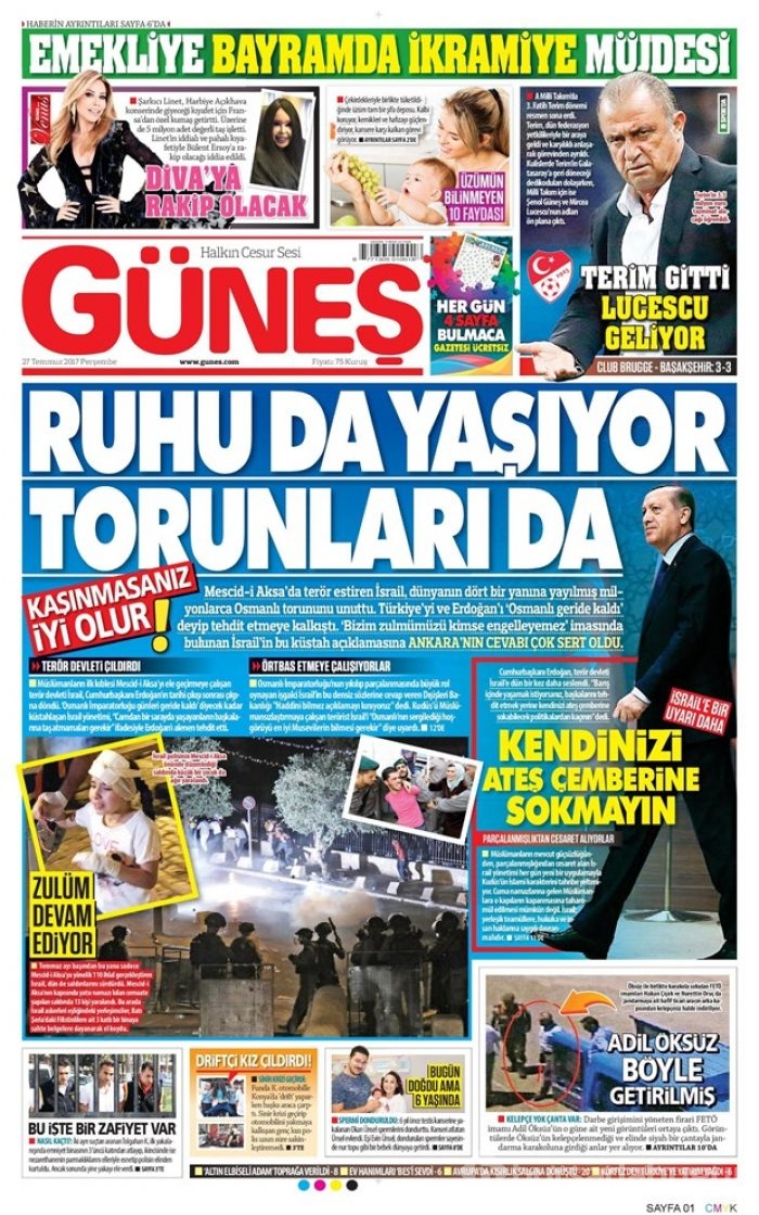 Günün gazete manşetleri 27 Temmuz 2017