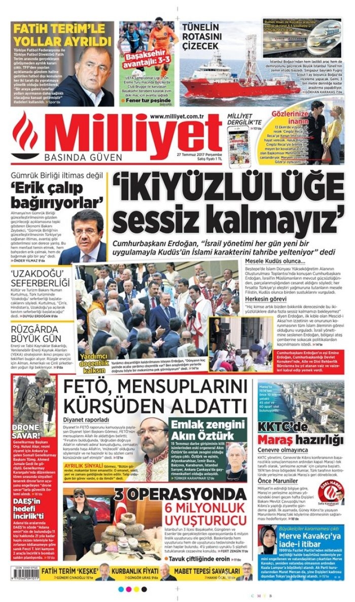 Günün gazete manşetleri 27 Temmuz 2017