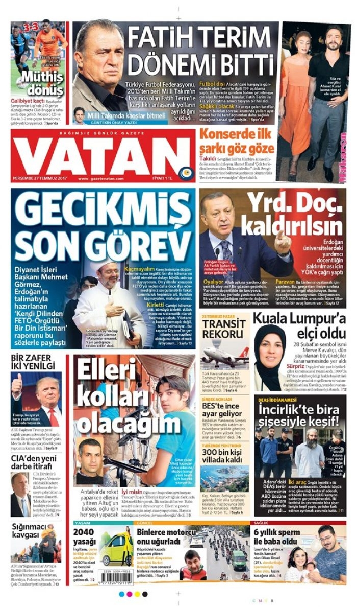 Günün gazete manşetleri 27 Temmuz 2017