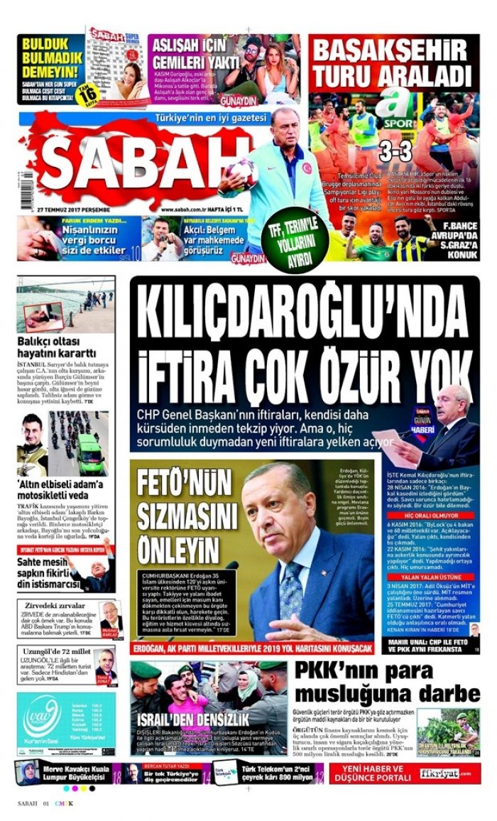 Günün gazete manşetleri 27 Temmuz 2017