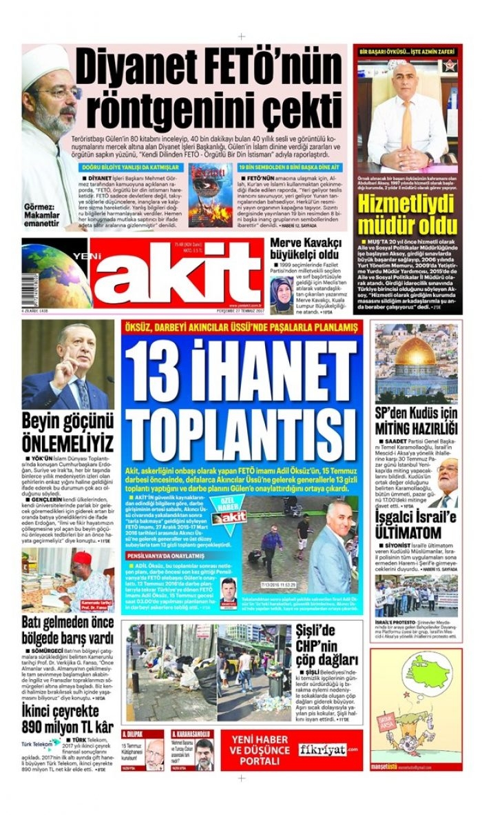 Günün gazete manşetleri 27 Temmuz 2017