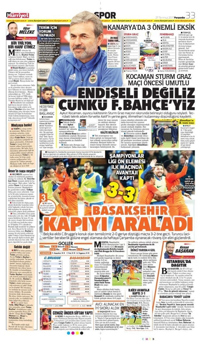 Günün spor manşetleri (27.07.2017)