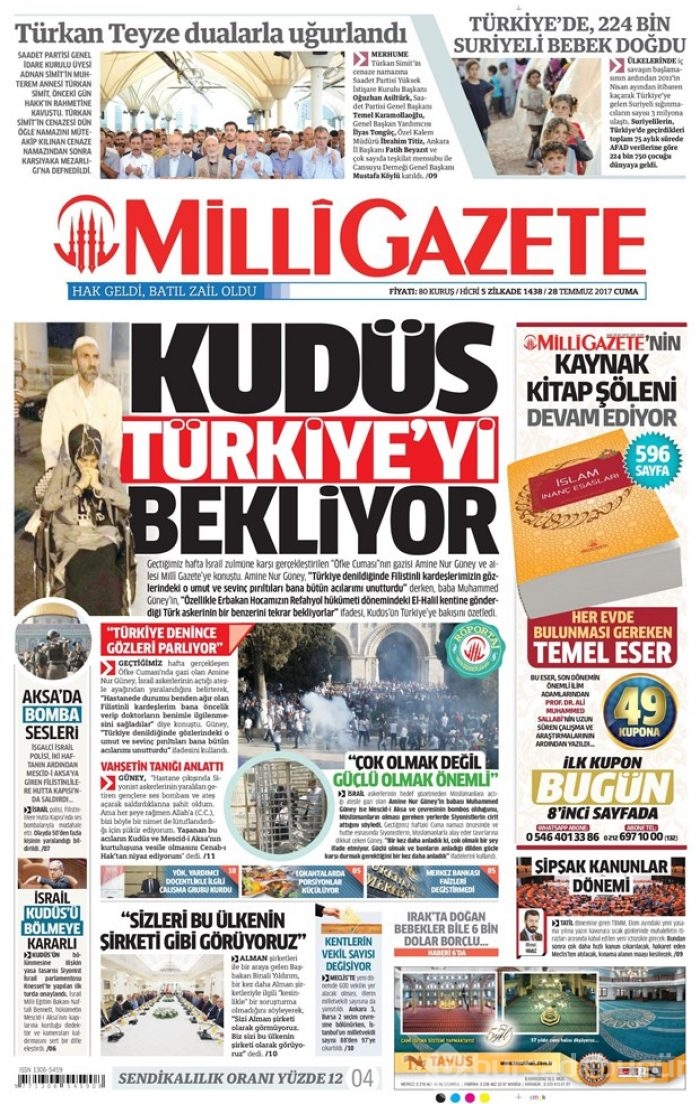 Günün gazete manşetleri - 28.07.2017