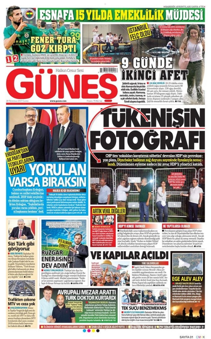 Günün gazete manşetleri - 28.07.2017
