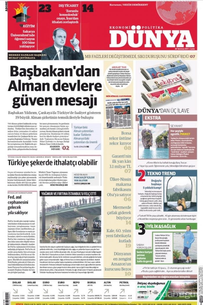 Günün gazete manşetleri - 28.07.2017