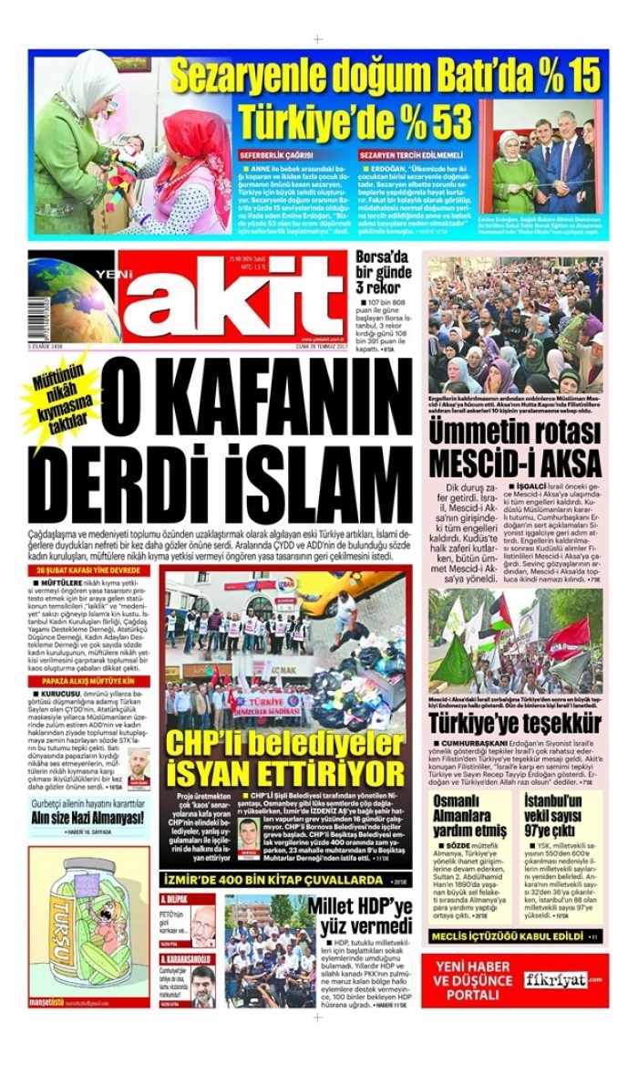 Günün gazete manşetleri - 28.07.2017