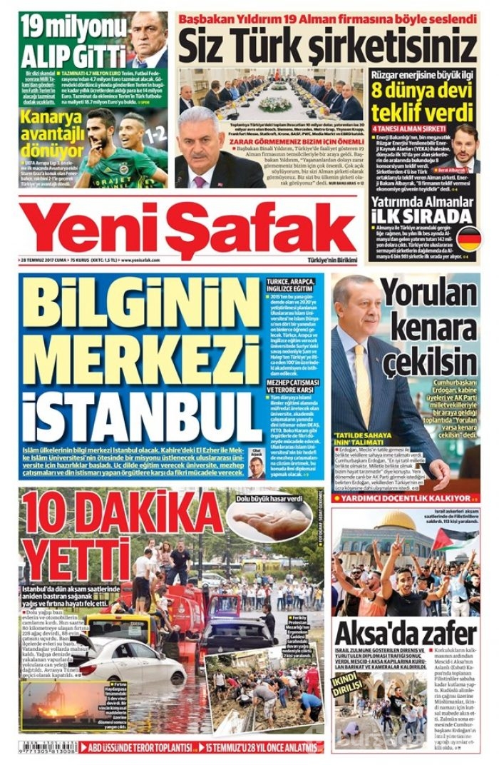 Günün gazete manşetleri - 28.07.2017