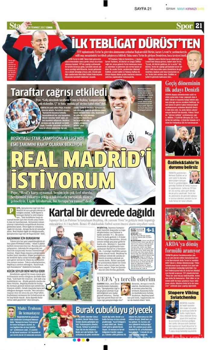 Günün spor gazeteleri (28 Temmuz 2017)