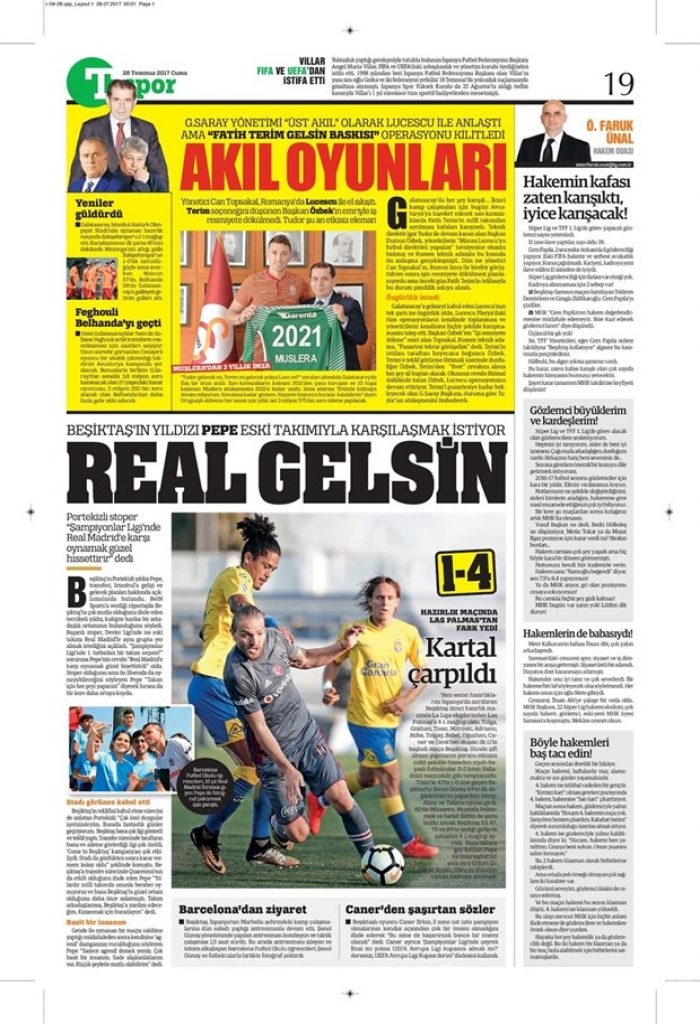 Günün spor gazeteleri (28 Temmuz 2017)