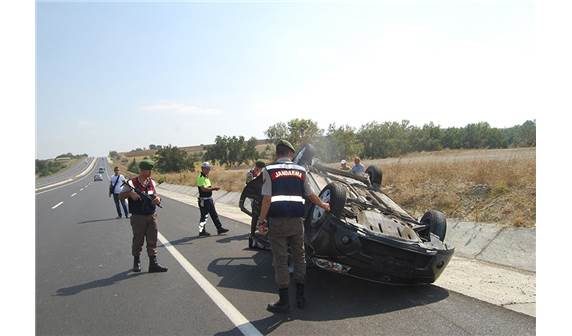 Tekirdağ'da otomobil takla attı: 4 yaralı