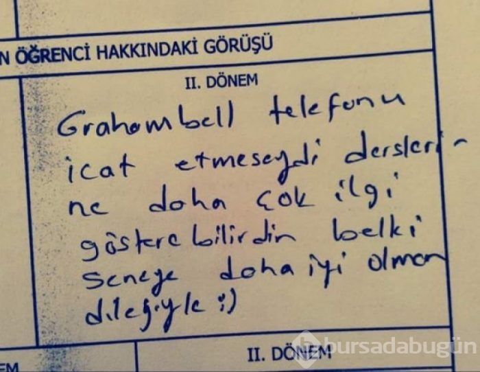 Öğretmenlerden öğrencilerine ilginç karne notu