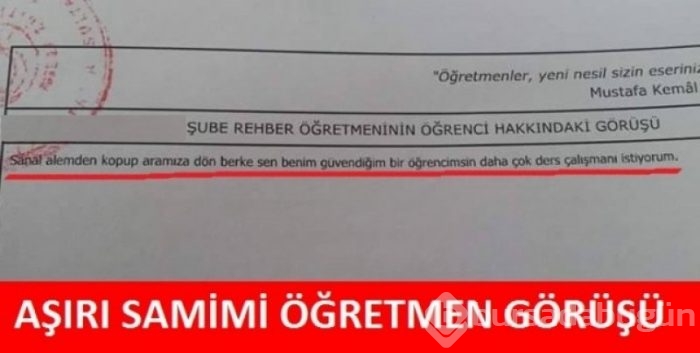 Öğretmenlerden öğrencilerine ilginç karne notu