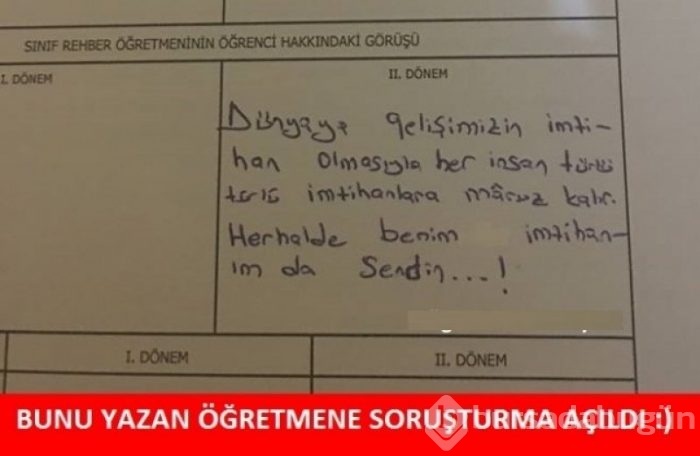 Öğretmenlerden öğrencilerine ilginç karne notu