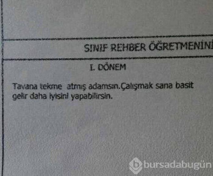 Öğretmenlerden öğrencilerine ilginç karne notu