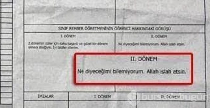 Öğretmenlerden öğrencilerine ilginç karne notu