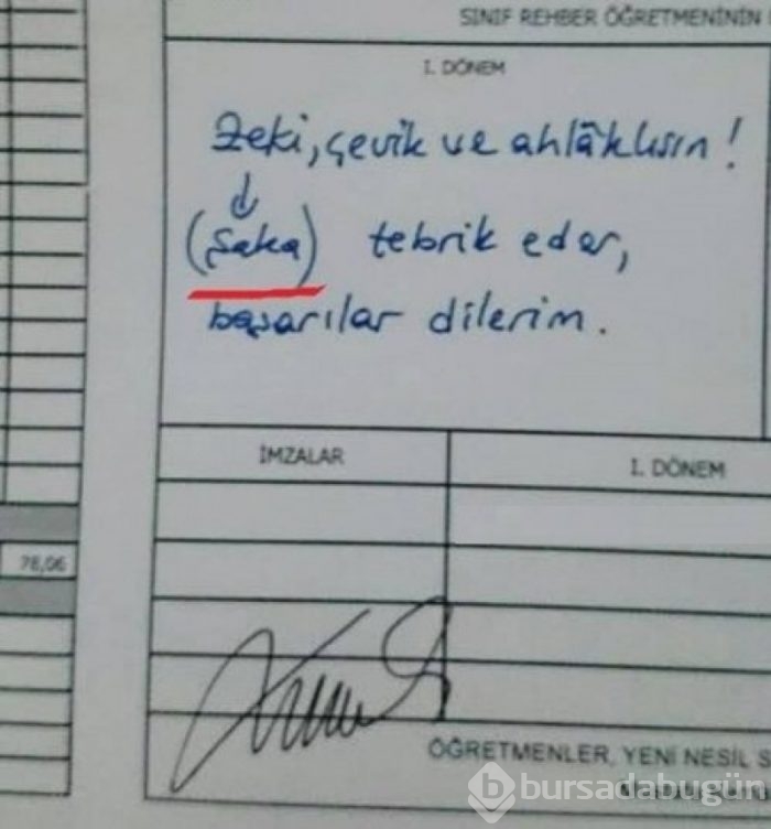 Öğretmenlerden öğrencilerine ilginç karne notu